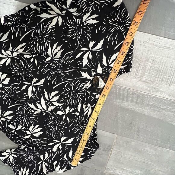 Vintage Silk Black White Flora Floral Square Neck Grunge Whimsigoth Maxi Dress 6 - Picture 10 of 15